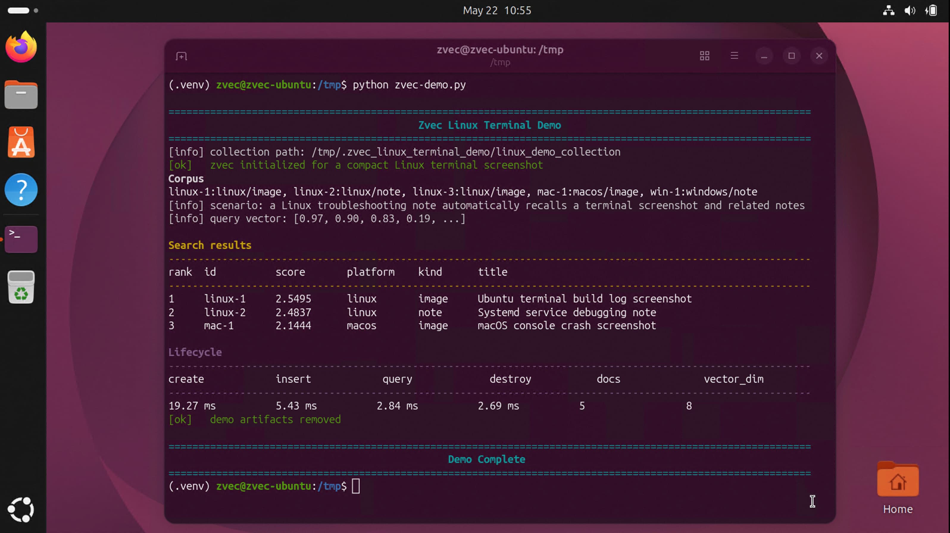 Python demo running on Linux